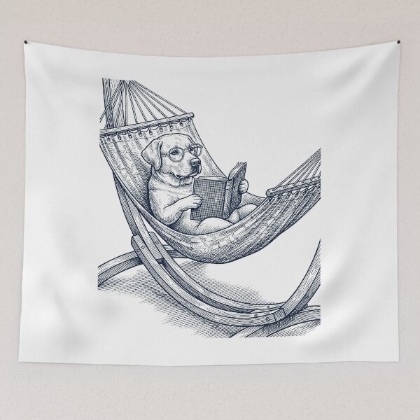 Item preview, Vintage Labrador Retriever Reading Book Summer Hammock Dog Lover designed and sold by DoodleTortle.