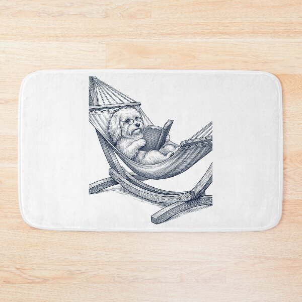 Item preview, Vintage Maltese Reading Book Summer Hammock Dog Lover designed and sold by DoodleTortle.