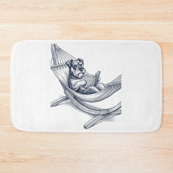 Item preview, Vintage Miniature Schnauzer Reading Book Summer Hammock Dog Lover designed and sold by DoodleTortle.