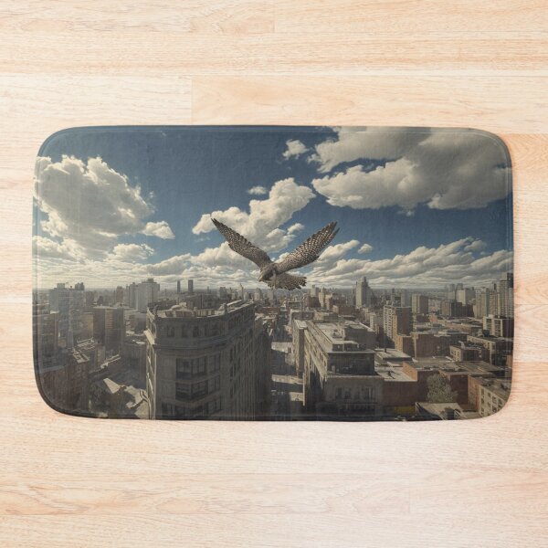 Item preview, A Peregrine Falcon mid-dive over a city skyline, Birds in Motion designed and sold by CDC40.