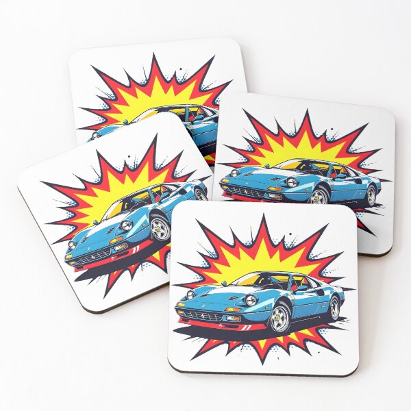 Item preview, Retro Blue Ferrari Pop Art Comic Style Illustration designed and sold by rgagliardi2017.