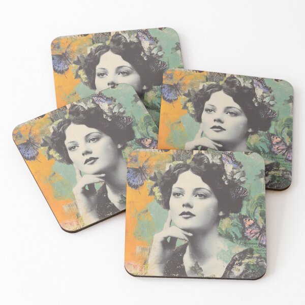 Item preview, Vintage Butterfly Dream – Surreal Feminine Collage Portrait designed and sold by LuOtero.