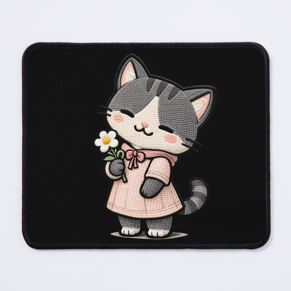 Item preview, Romantic Flower Cat Cute Aesthetic | Kawaii Love Animal Embroidery Style designed and sold by ColorSplash123.