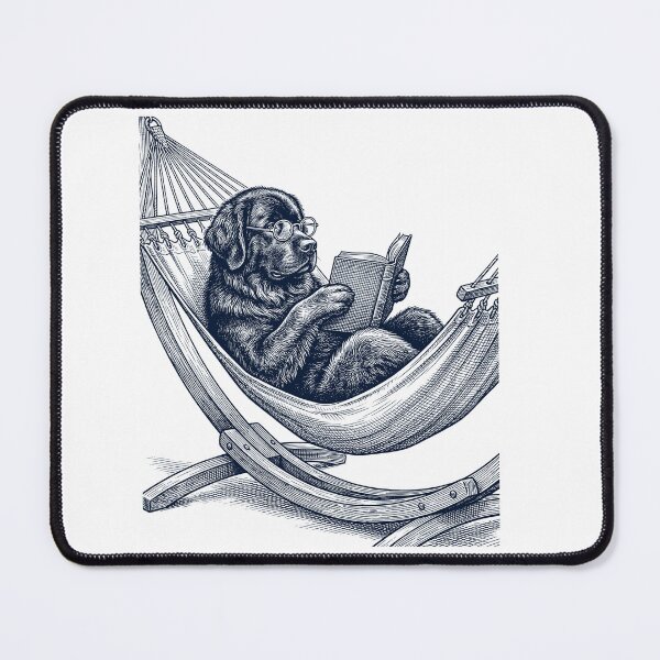 Item preview, Vintage Newfoundland Reading Book Summer Hammock Dog Lover designed and sold by DoodleTortle.