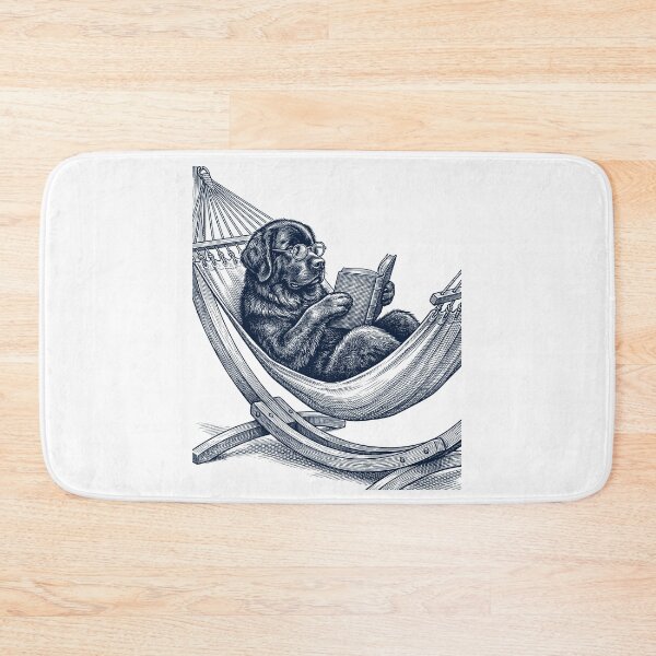Item preview, Vintage Newfoundland Reading Book Summer Hammock Dog Lover designed and sold by DoodleTortle.