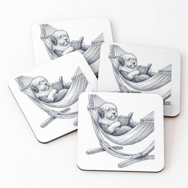 Item preview, Vintage Old English Sheepdog Reading Book Summer Hammock Dog Lover designed and sold by DoodleTortle.
