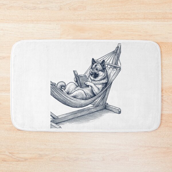 Item preview, Vintage Norwegian Elkhound Reading Book Summer Hammock Dog Lover designed and sold by DoodleTortle.