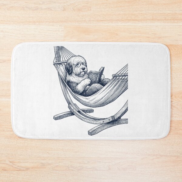 Item preview, Vintage Old English Sheepdog Reading Book Summer Hammock Dog Lover designed and sold by DoodleTortle.