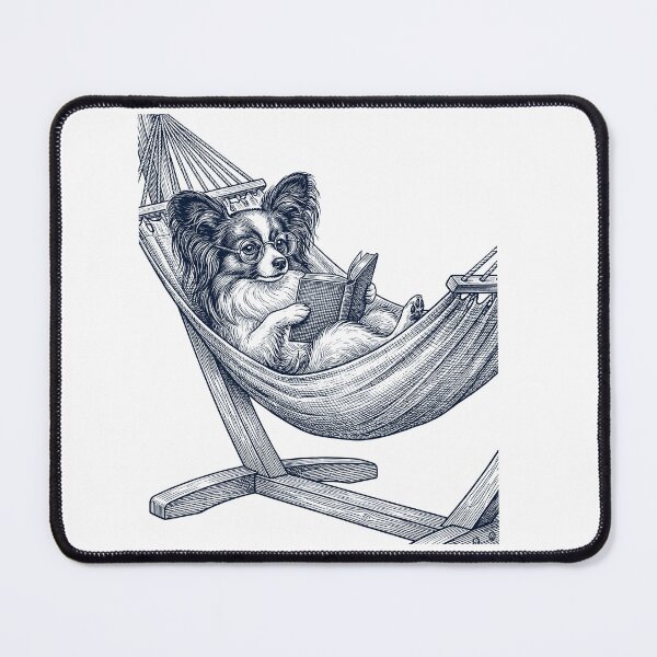 Item preview, Vintage Papillon Reading Book Summer Hammock Dog Lover designed and sold by DoodleTortle.