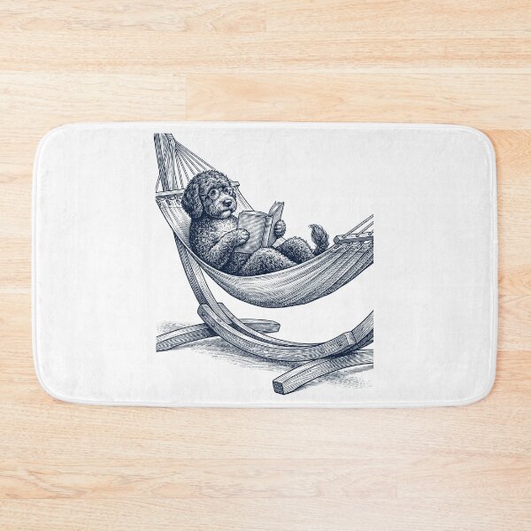 Item preview, Vintage Portuguese Water Dog Reading Book Summer Hammock Dog Lover designed and sold by DoodleTortle.
