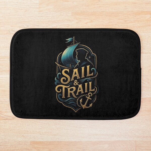 Aperçu de l'œuvre T-shirt marin Sail & Trail, motif voile, bateau, aventure en mer, vie de yacht, navigation maritime, cadeau pour capitaine créée et vendue par Typologystudios.