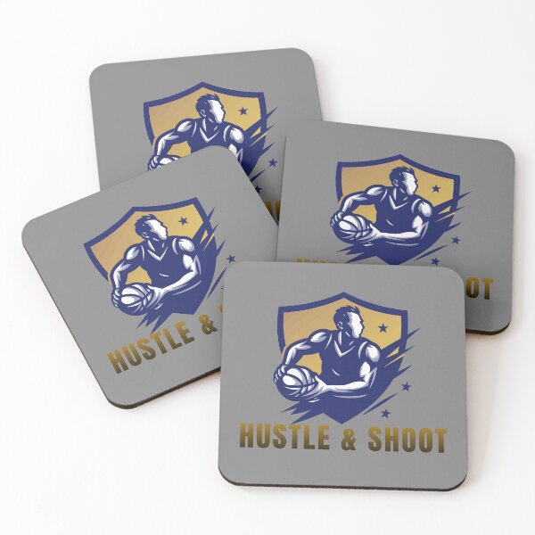 Item preview, Hustle and Shoot Basketball Shield Emblem designed and sold by LoudVictory.