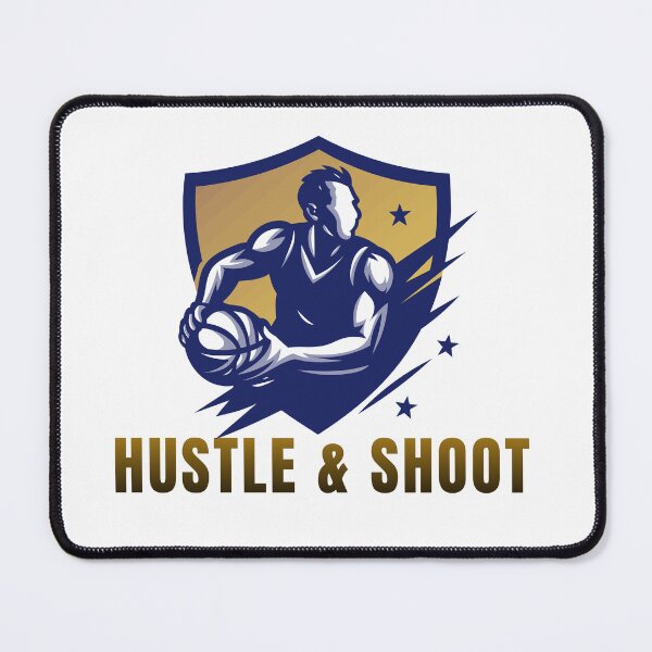 Item preview, Hustle and Shoot Basketball Shield Emblem designed and sold by LoudVictory.