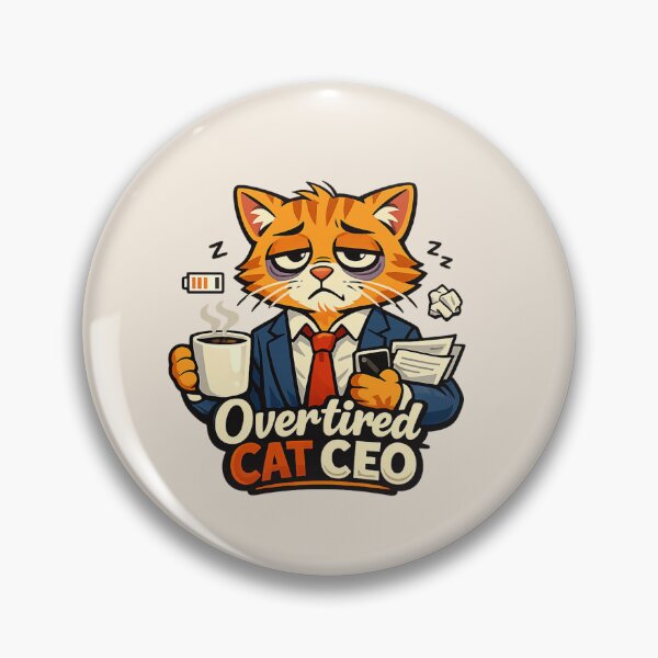 Item preview, Overtired Cat CEO | Funny Corporates Cat Boss Cartoon Illustration designed and sold by PopCulturePixel.