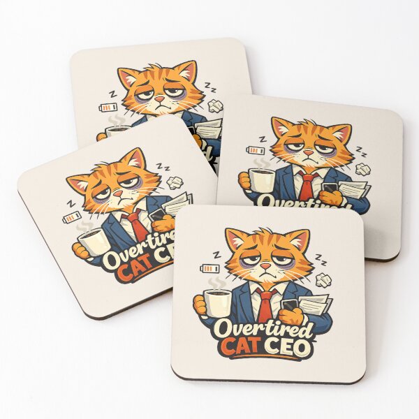 Item preview, Overtired Cat CEO | Funny Corporates Cat Boss Cartoon Illustration designed and sold by PopCulturePixel.