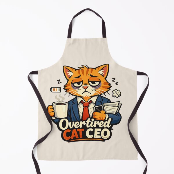 Item preview, Overtired Cat CEO | Funny Corporates Cat Boss Cartoon Illustration designed and sold by PopCulturePixel.