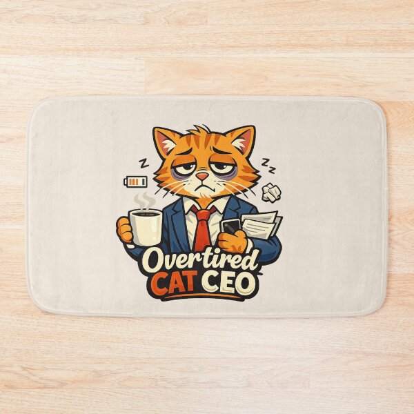 Item preview, Overtired Cat CEO | Funny Corporates Cat Boss Cartoon Illustration designed and sold by PopCulturePixel.