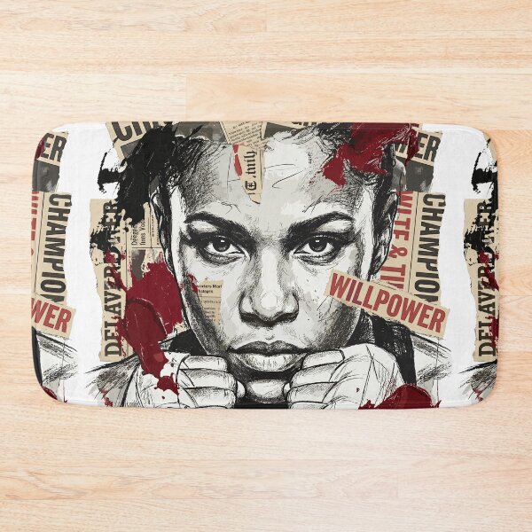 Item preview, Portrait of a Determined Champion Boxer in a Collage Style designed and sold by TaruHonu.