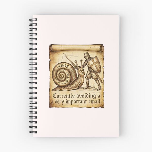 Item preview, Currently Avoiding a Very Important Email - Funny Medieval Knight & Snail Meme designed and sold by SylwiaPrint.