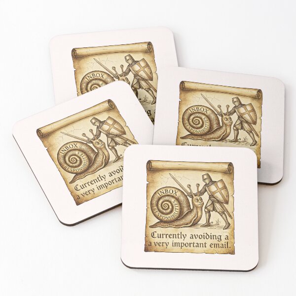 Item preview, Currently Avoiding a Very Important Email - Funny Medieval Knight & Snail Meme designed and sold by SylwiaPrint.