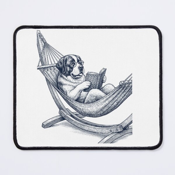 Item preview, Vintage Saint Bernard Reading Book Summer Hammock Dog Lover designed and sold by DoodleTortle.