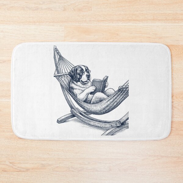 Item preview, Vintage Saint Bernard Reading Book Summer Hammock Dog Lover designed and sold by DoodleTortle.
