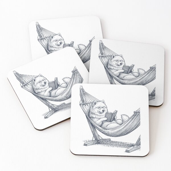 Item preview, Vintage Samoyed Reading Book Summer Hammock Dog Lover designed and sold by DoodleTortle.