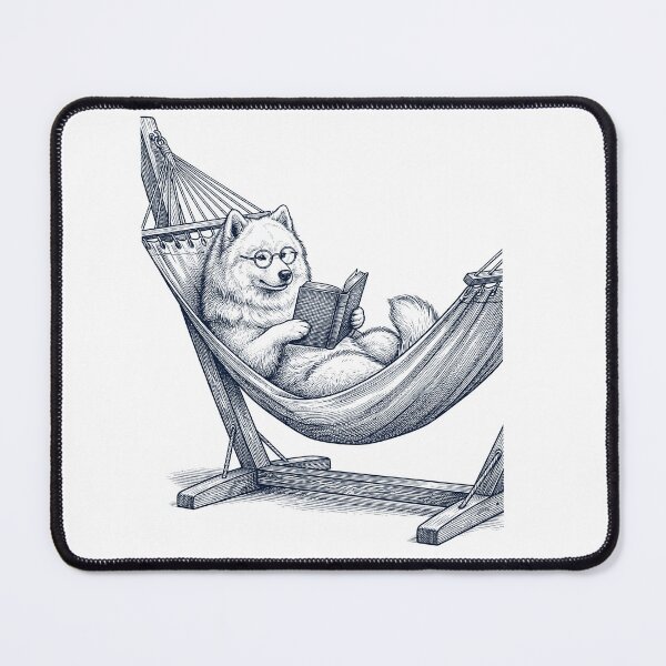 Item preview, Vintage Samoyed Reading Book Summer Hammock Dog Lover designed and sold by DoodleTortle.