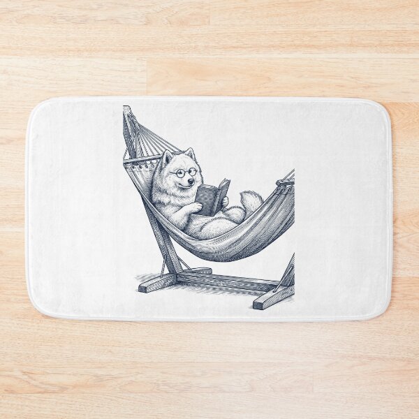 Item preview, Vintage Samoyed Reading Book Summer Hammock Dog Lover designed and sold by DoodleTortle.