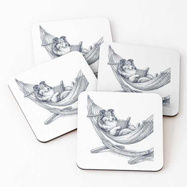 Item preview, Vintage Shetland Sheepdog Reading Book Summer Hammock Dog Lover designed and sold by DoodleTortle.