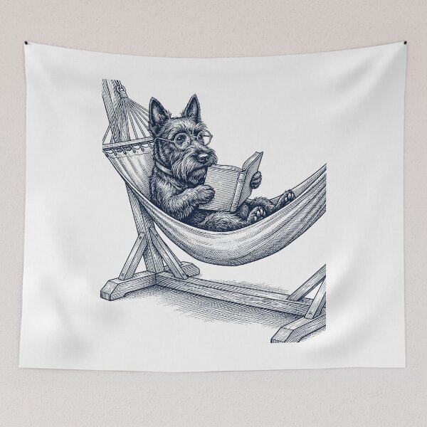 Item preview, Vintage Scottish Terrier Reading Book Summer Hammock Dog Lover designed and sold by DoodleTortle.