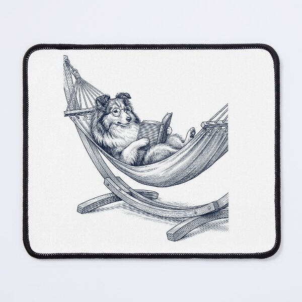 Item preview, Vintage Shetland Sheepdog Reading Book Summer Hammock Dog Lover designed and sold by DoodleTortle.