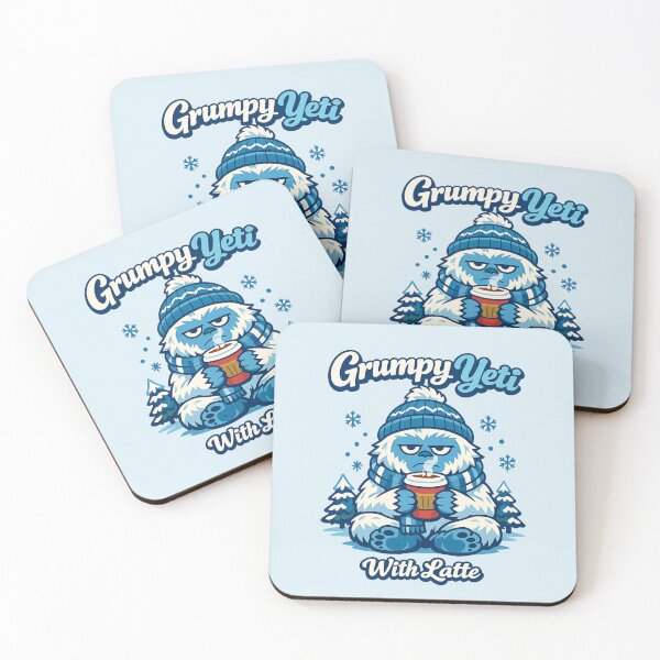Item preview, Grumpy Yeti With Latte | Funny Coffee Monster Winter Mood designed and sold by PopCulturePixel.