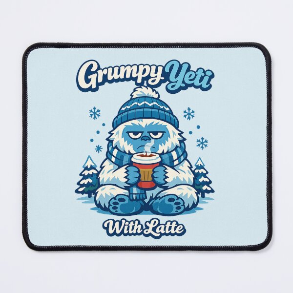 Item preview, Grumpy Yeti With Latte | Funny Coffee Monster Winter Mood designed and sold by PopCulturePixel.
