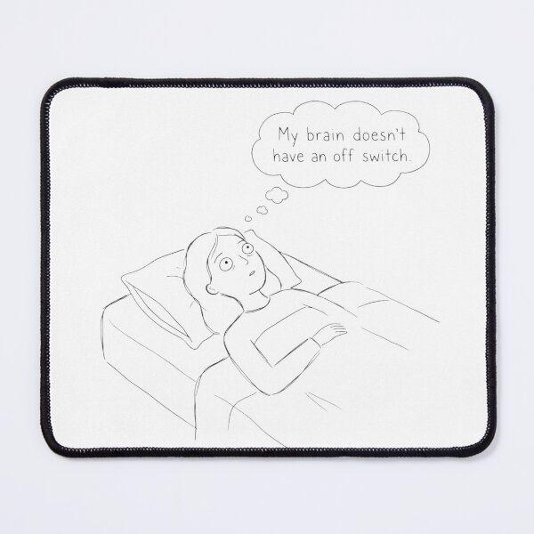 Item preview, No Off Switch Brain Funny Overthinking Sleep Illustration designed and sold by LowBattery Social Club.