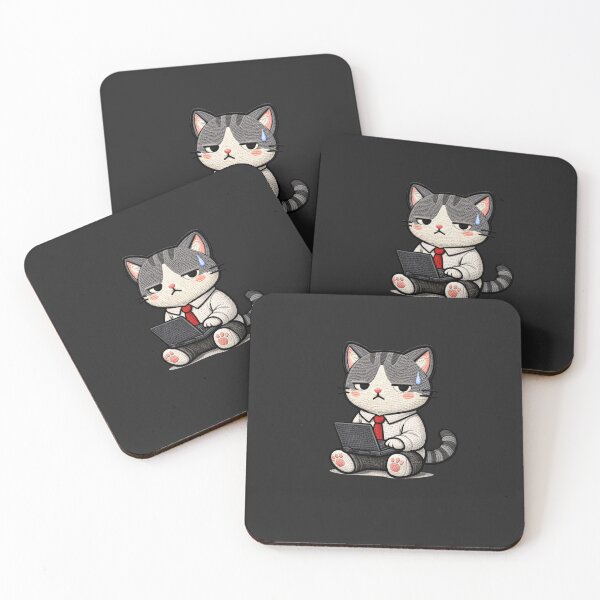 Item preview, Office Work Cat Funny Aesthetic | Corporate Kawaii Animal Embroidery Style designed and sold by ColorSplash123.