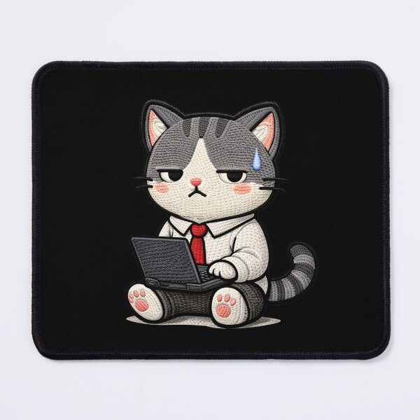Item preview, Office Work Cat Funny Aesthetic | Corporate Kawaii Animal Embroidery Style designed and sold by ColorSplash123.