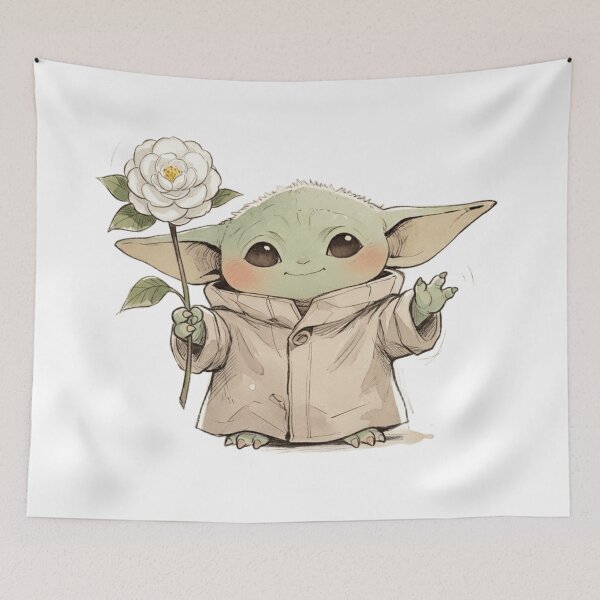 Item preview, BABY YODA WITH CAMELLIA FLOWER CUTE GROGU FLORAL AESTHETIC designed and sold by LIS AND MELIVERSO.