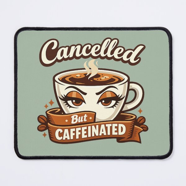 Item preview, Cancelled But Caffeinated Funny Coffee Cup | Sarcastic Coffee Lover Cartoon designed and sold by PopCulturePixel.