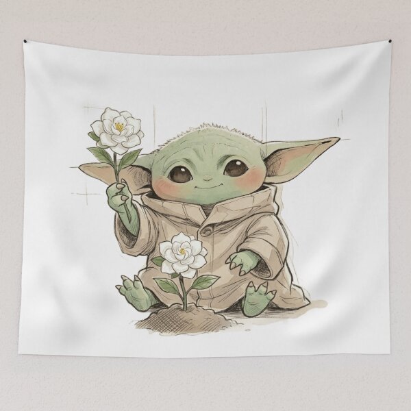 Item preview, BABY YODA WITH GARDENIA FLOWER CUTE GROGU FLORAL AESTHETIC designed and sold by LIS AND MELIVERSO.