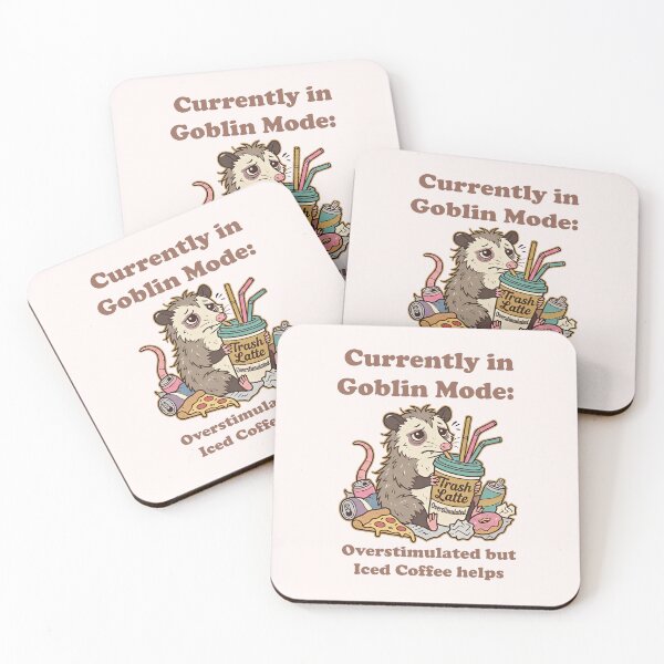 Item preview, Goblin Mode Opossum - Overstimulated but Iced Coffee Helps Meme designed and sold by SylwiaPrint.