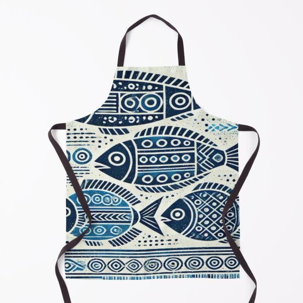 Item preview, Geometrical tribal blue fish designed and sold by NivyasArtistry.