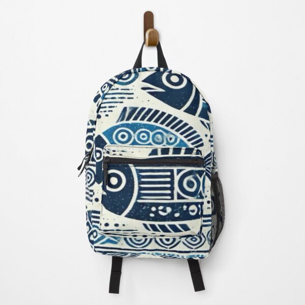 Item preview, Geometrical tribal blue fish designed and sold by NivyasArtistry.