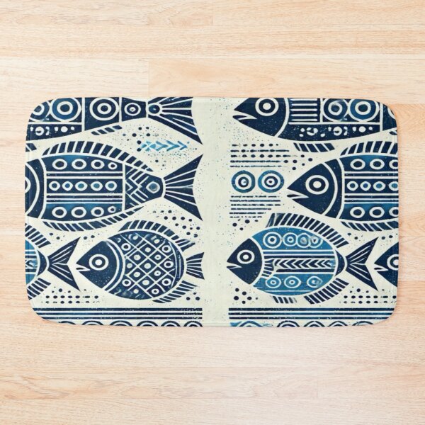 Item preview, Geometrical tribal blue fish designed and sold by NivyasArtistry.