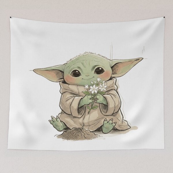 Item preview, BABY YODA WITH JASMINE FLOWER CUTE GROGU FLORAL AESTHETIC designed and sold by LIS AND MELIVERSO.