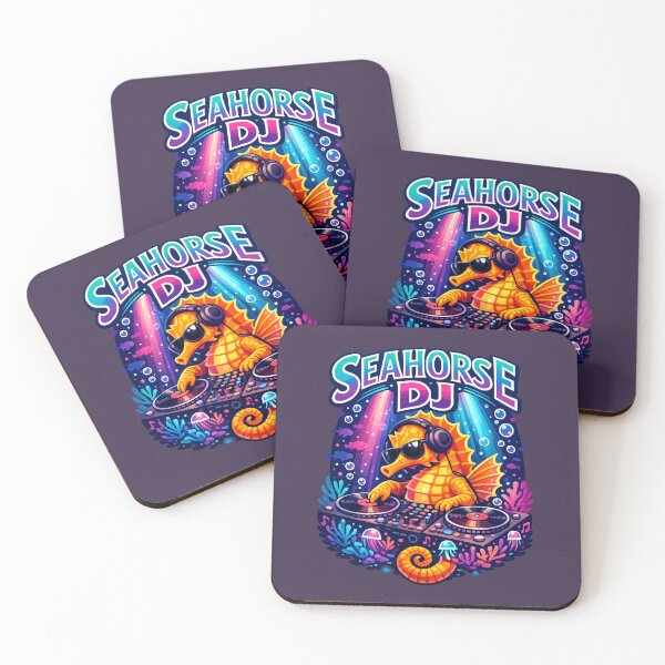 Item preview, Seahorse DJ - Cute Underwater Vinyl DJ Cartoon | Ocean Music Animal designed and sold by PopCulturePixel.