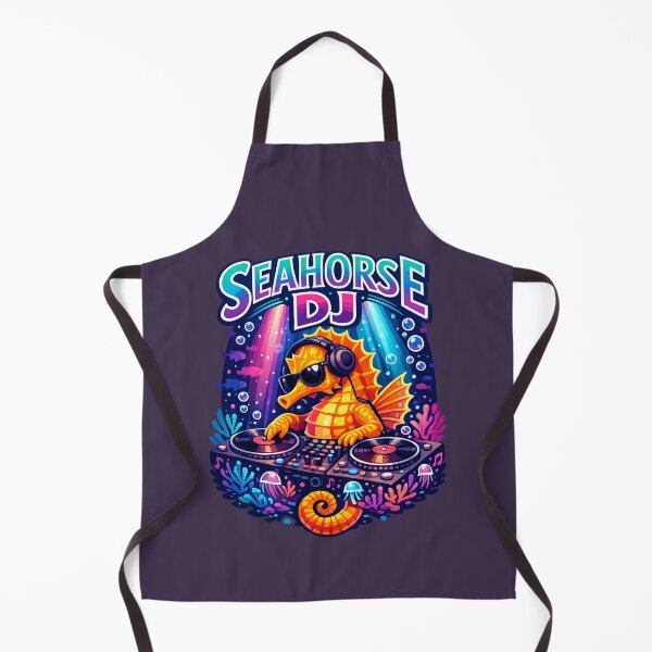 Item preview, Seahorse DJ - Cute Underwater Vinyl DJ Cartoon | Ocean Music Animal designed and sold by PopCulturePixel.