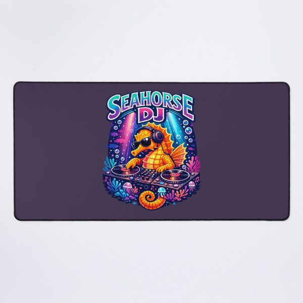 Item preview, Seahorse DJ - Cute Underwater Vinyl DJ Cartoon | Ocean Music Animal designed and sold by PopCulturePixel.
