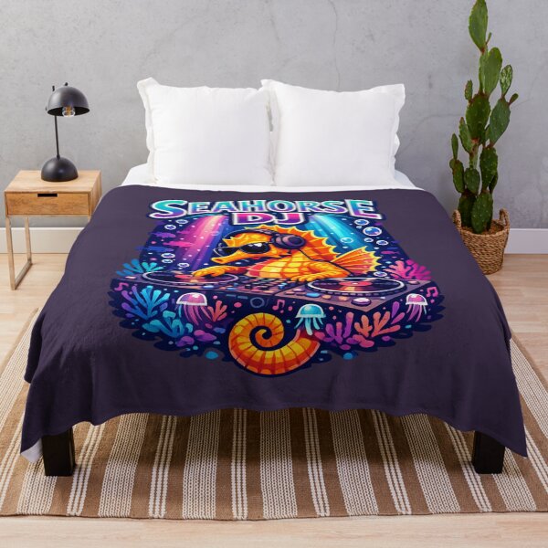 Item preview, Seahorse DJ - Cute Underwater Vinyl DJ Cartoon | Ocean Music Animal designed and sold by PopCulturePixel.