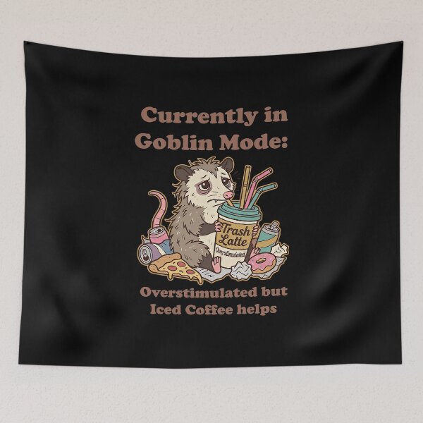 Item preview, Goblin Mode Opossum - Overstimulated but Iced Coffee Helps Meme designed and sold by SylwiaPrint.